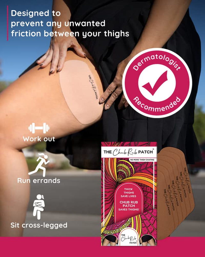 for Thighs (AS SEEN on SHARK TANK), anti Chafe Thigh Chafing Prevention Friction Tape Patches, anti Chafing Skin Tape for Inner Thigh Rubbing Prevention Women (3 Pairs), Cocoa