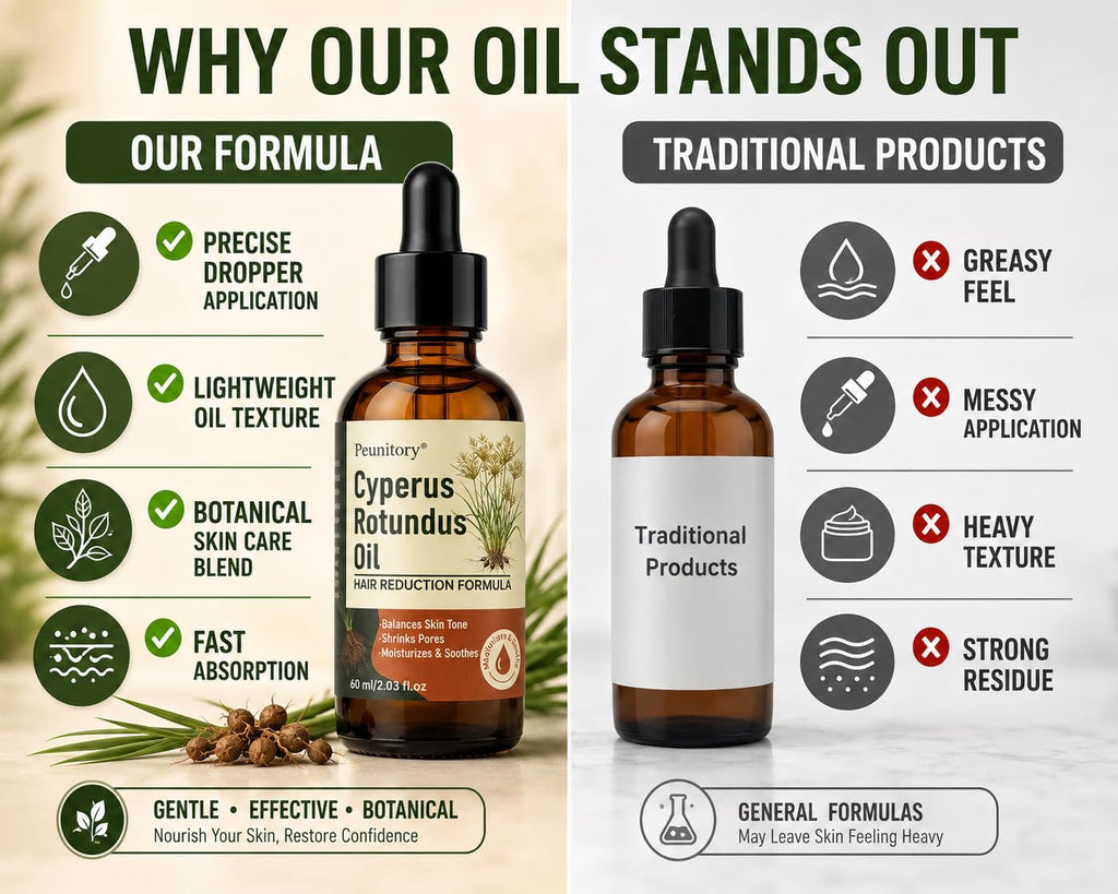100% Pure Cyperus Rotundus Oil for Hair Removal, Natural Hair Growth Inhibitor for Face & Body, Helps Reduce Regrowth, Ingrown Hair, Razor Bumps & Strawberry Legs, Vegan, 2 Fl Oz