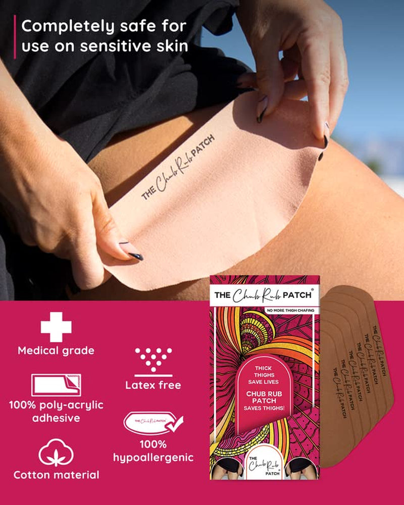 for Thighs (AS SEEN on SHARK TANK), anti Chafe Thigh Chafing Prevention Friction Tape Patches, anti Chafing Skin Tape for Inner Thigh Rubbing Prevention Women (3 Pairs), Cocoa